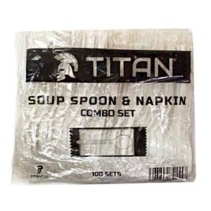 TITAN SOUP SPOON & NAPKIN COMBO SET 100 SET