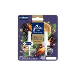 GLADE EMBERS & SANDALWOOD SCENTED OIL 2 REFILLS